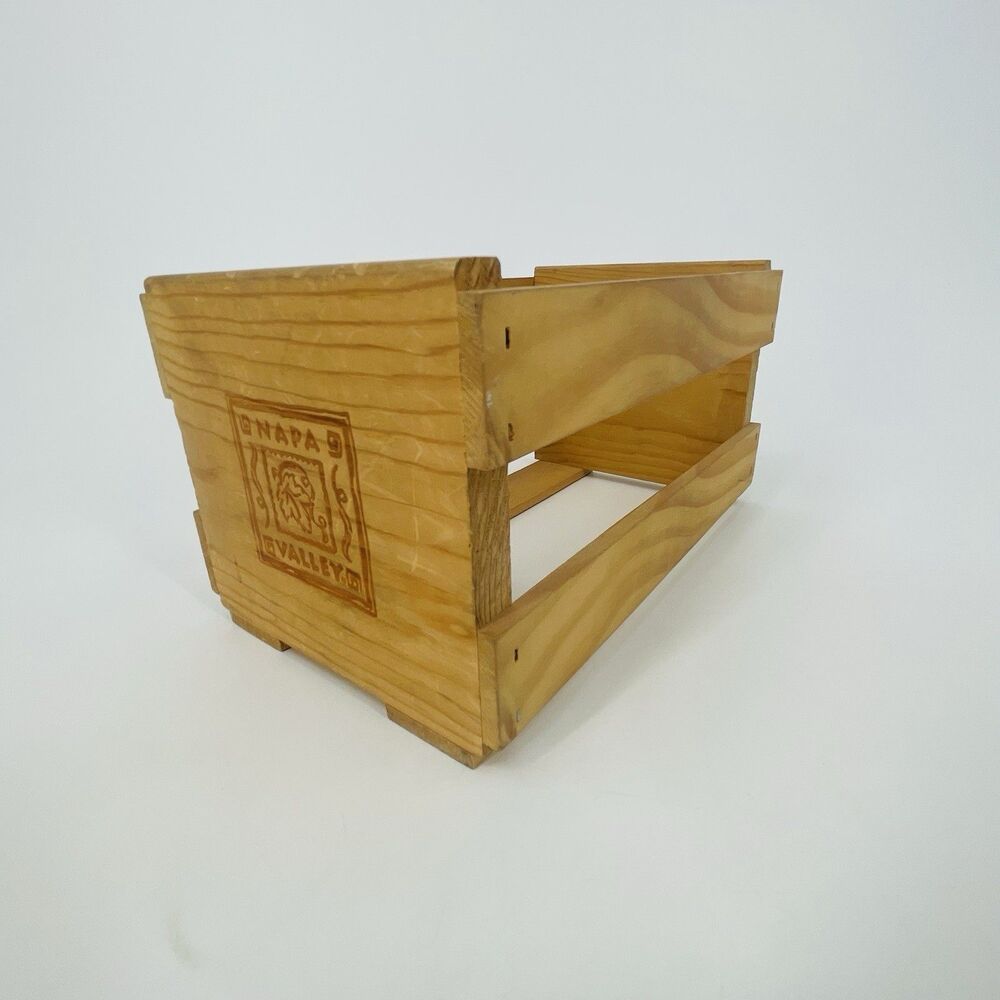 Vtg Napa Valley Box Co Wood CD Storage Crate Holder Holds 20 Compact Discs 90s
